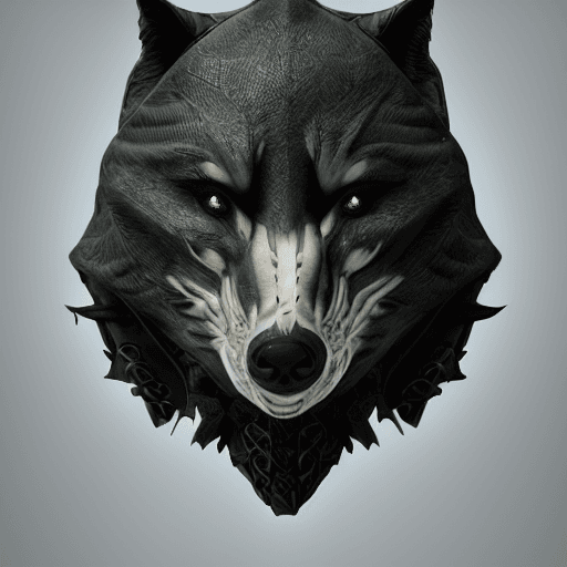 AI generated: Antromorphic Ninja wolf, portrait, simetris, extremely detail mask, HDR, cinematic lighting, intrica...