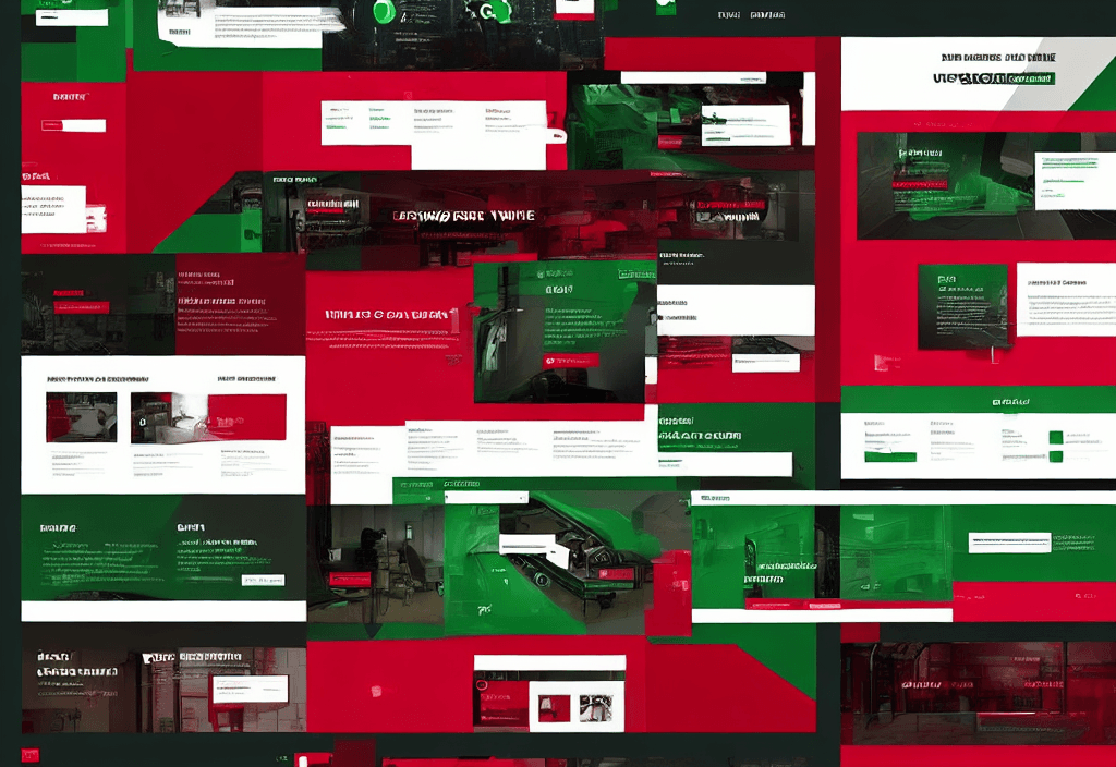 AI generated: home page, site web, ui design, awesome site web, futuristic, background dark red green, front end