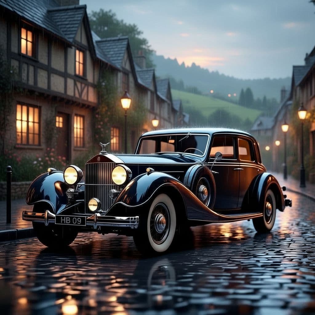 AI generated: In the countryside.
Insert a very small "HB09" watermark into the license plate.