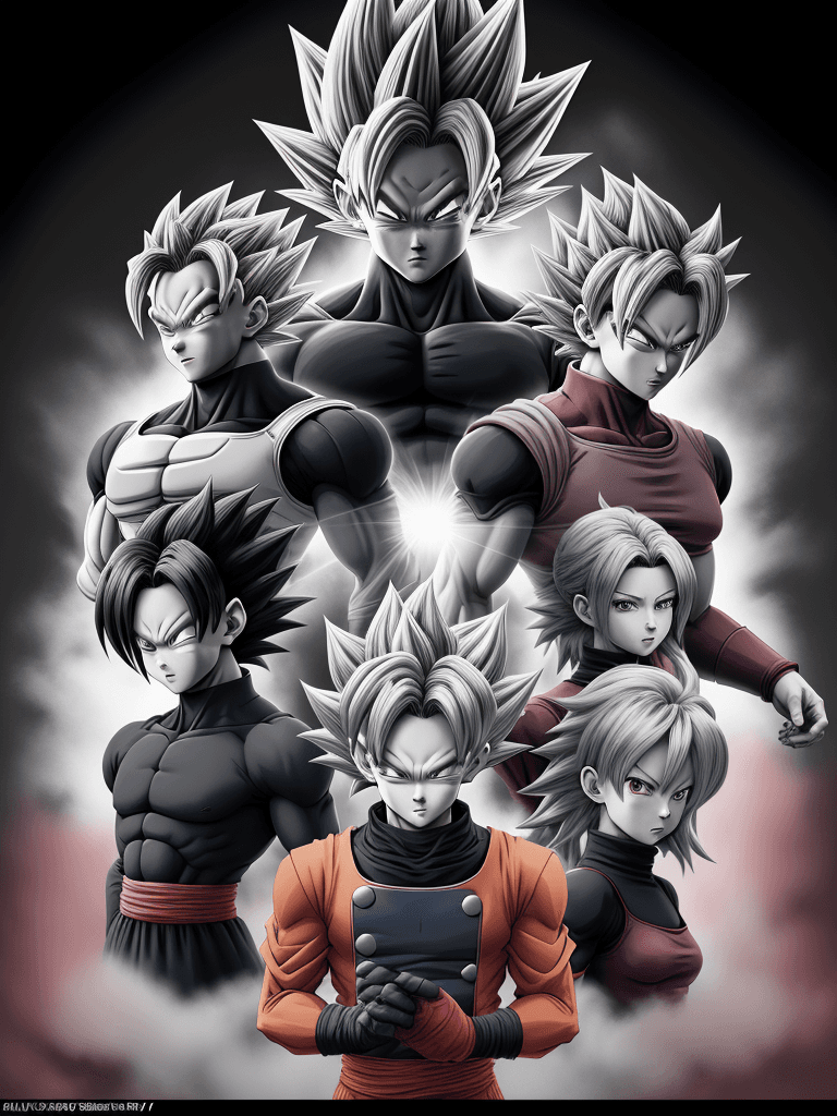 AI generated: dragon ball art, in the style of solarization effect, dark red and gray, uhd image, charming anime c...