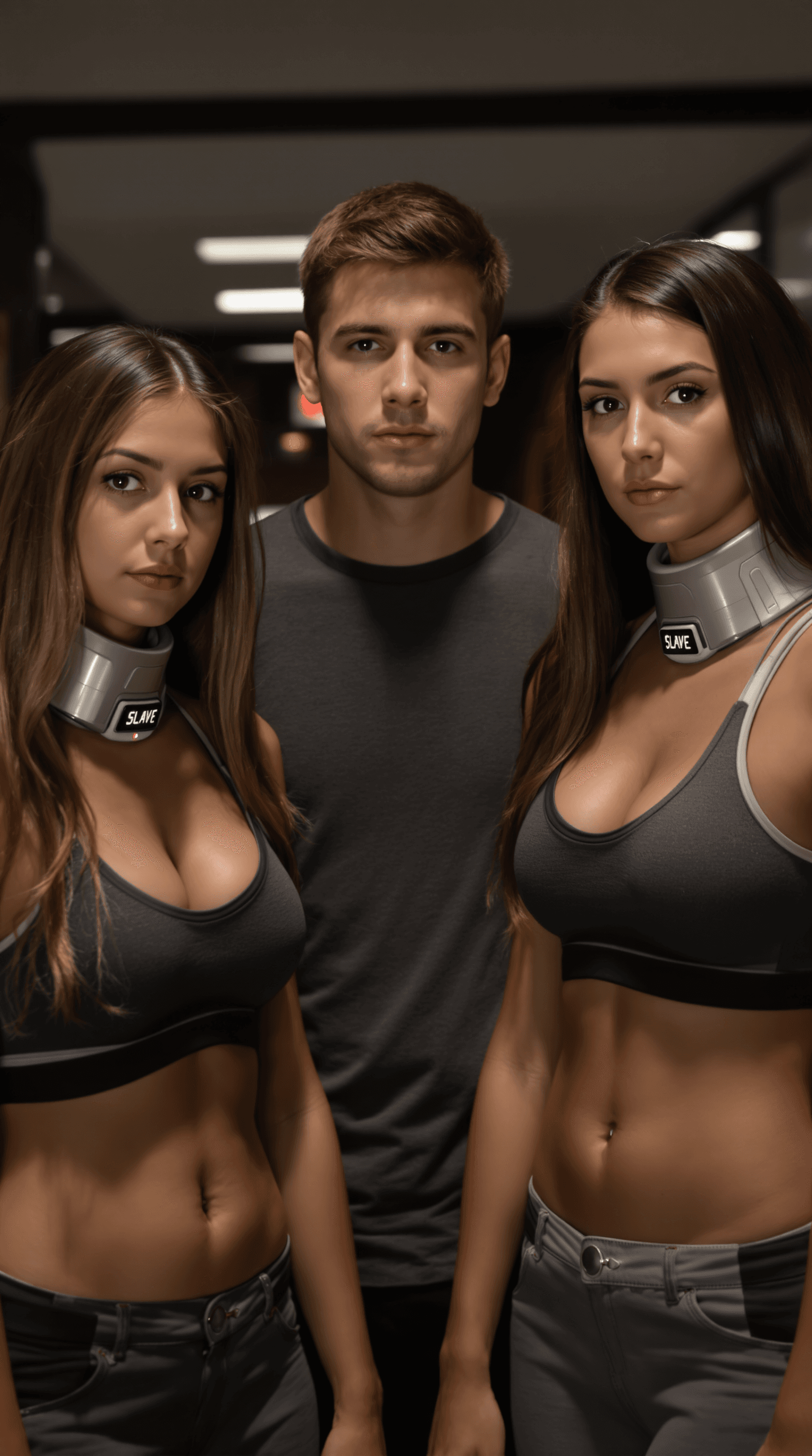 AI generated: Ultra realistic iphone photo of a 20 year old man in a tshirt. the man is standing in between two 18...
