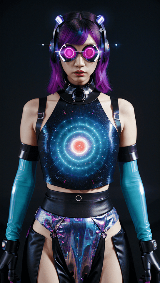 AI generated: Generate a visually striking representation of futuristic fashion from a distant galaxy. Instruct th...