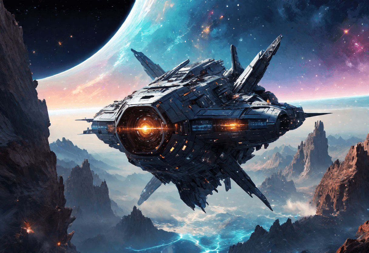 AI generated: stunning sci-fi digital painting, palette knife, photoshop acrylic brushes, ("at the quantum Terrafo...