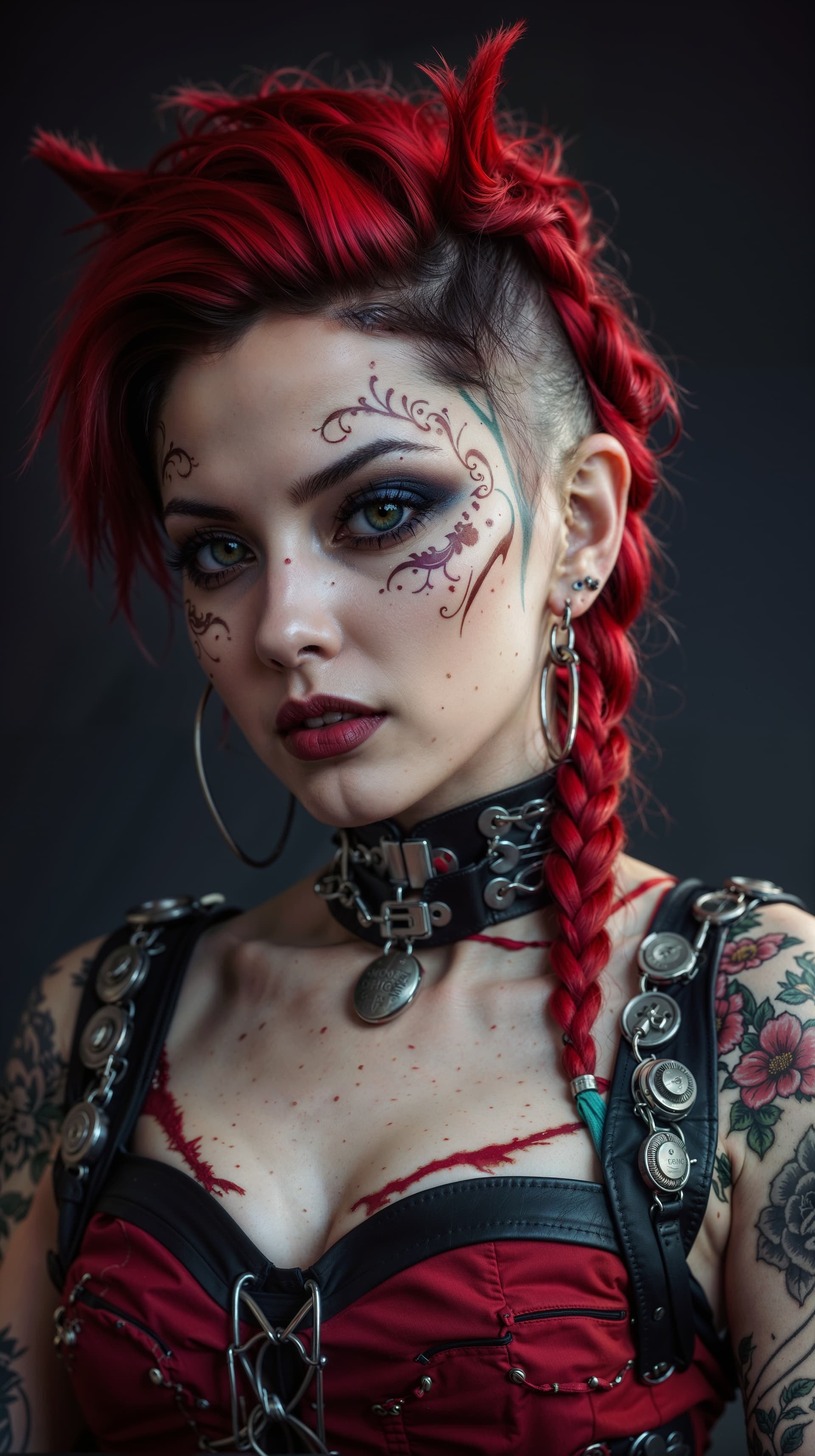 AI generated: An intricately adorned Gothic Trixie, embodying a fusion of cybergoth, midwest gothic, nu-goth, and ...