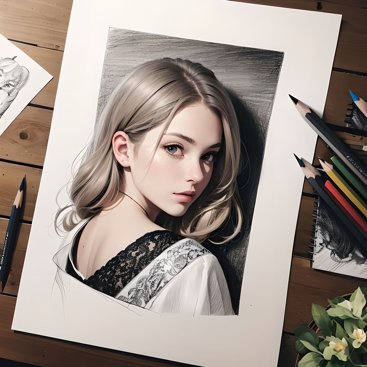 AI generated: (pencil drawing:1.4), Minimalist, detailed illustration, sunny day, masterpiece, perfect anatomy, be...