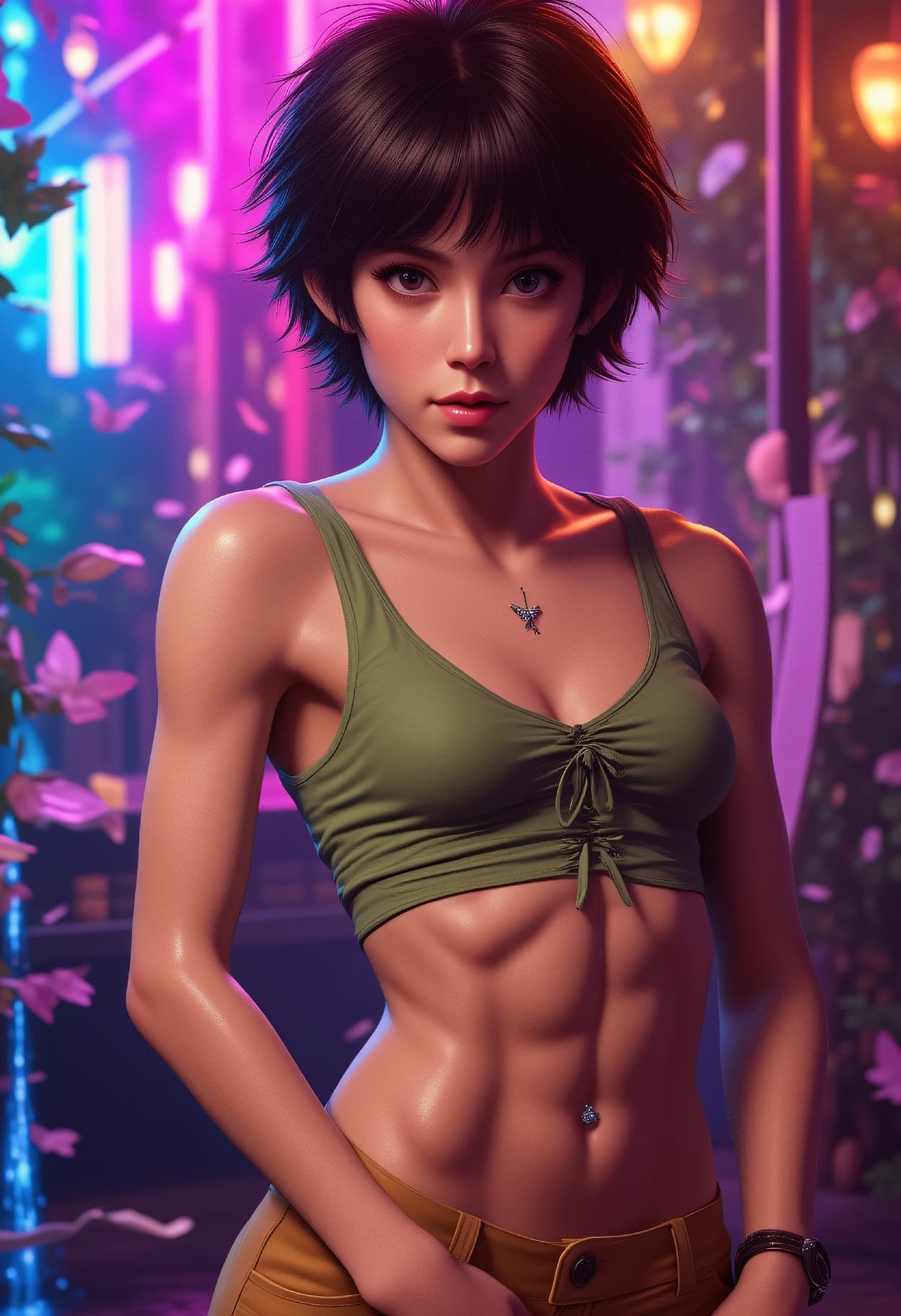 AI generated: 24 year young niji anime asian girl, very sultry look, so hot girl, beautiful charismatic girl, so h...