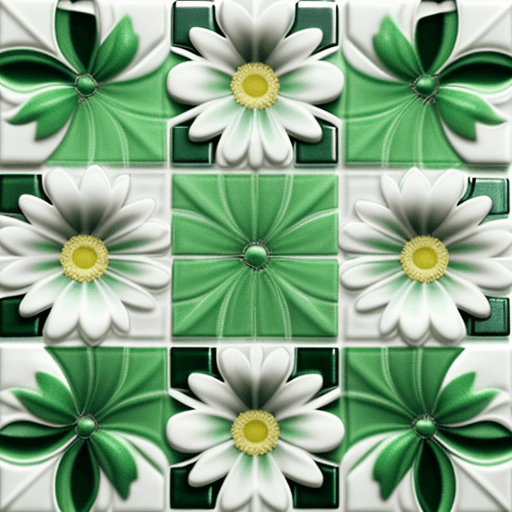 AI generated: 	3D white green pink daisies—tile—ar3:2 full color
