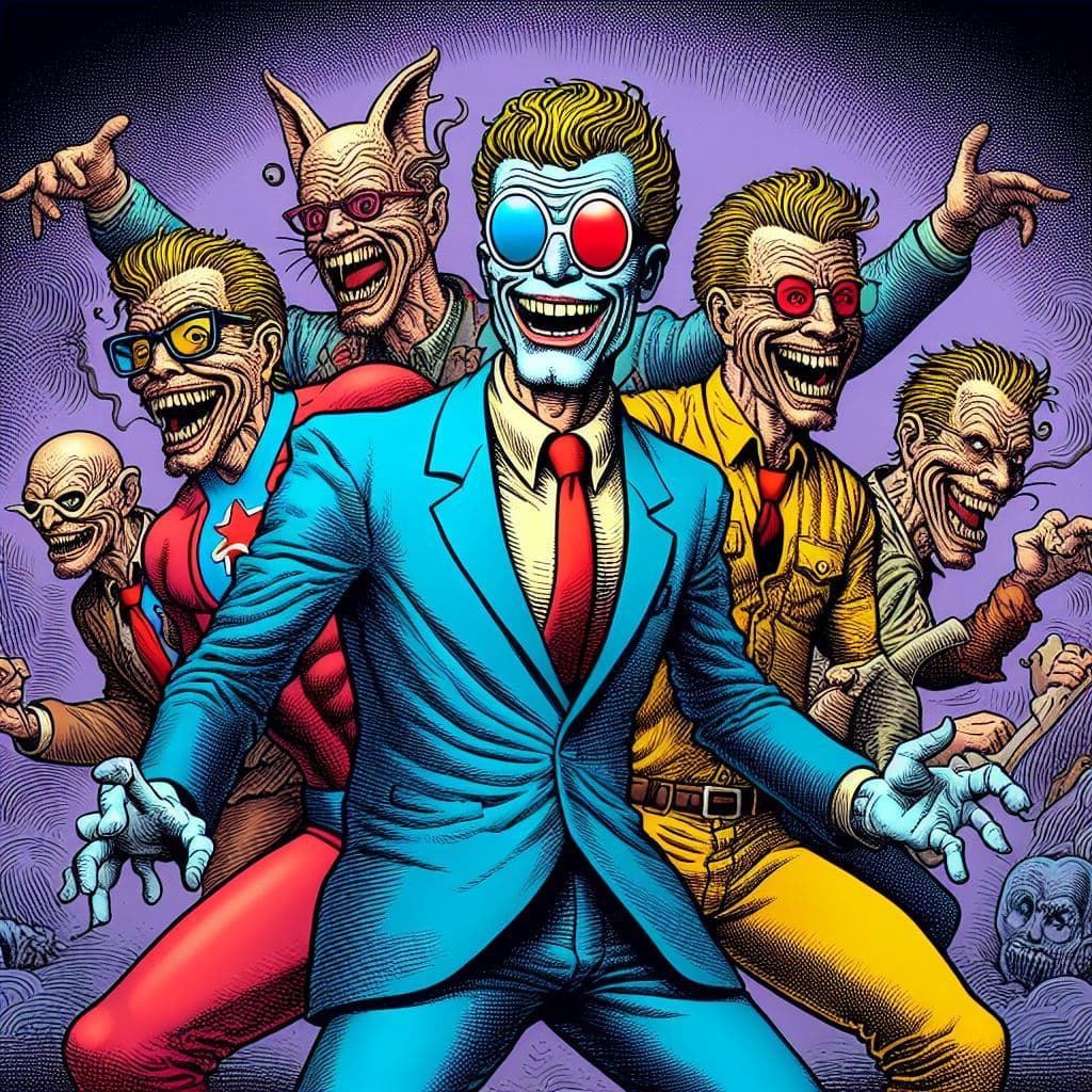 AI generated: style of Robert Crumb, a unique superhero totally unlike all the others