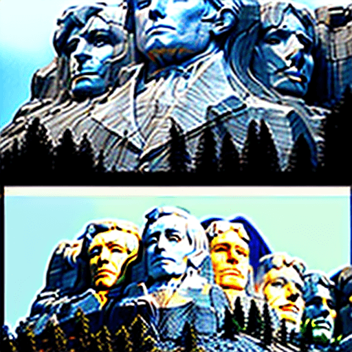 AI generated: donald trump is the final face on mount Rushmore, right next to crazy horse. Mood is epic, cinematic...