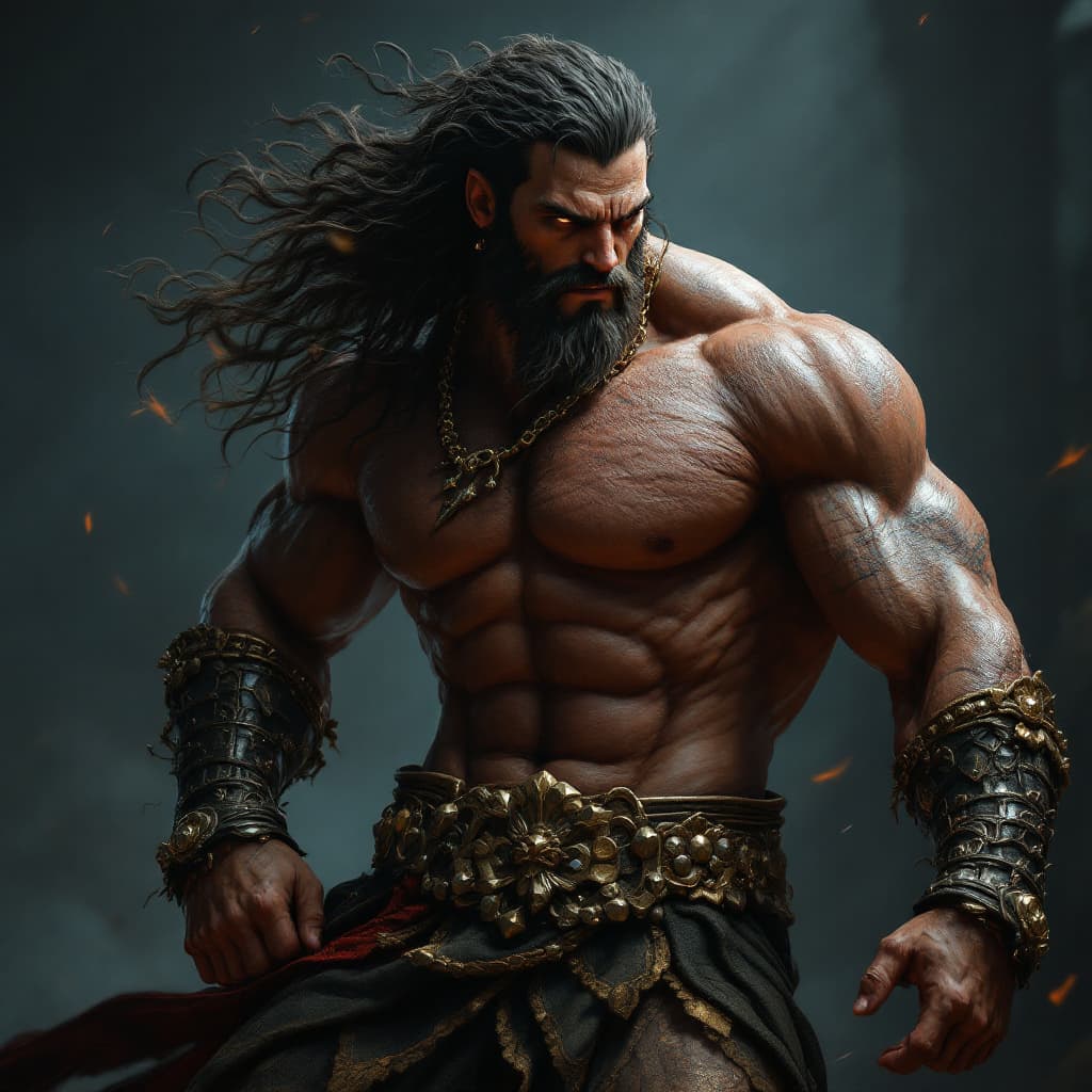 AI generated: Heracles, greek mythology, one piece character, simetric body, full body, extremely detailed, cinema...