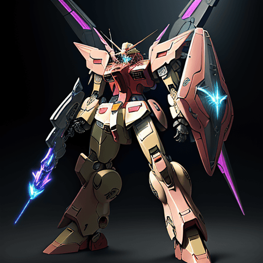 AI generated: ((Epic digital artwork of a giant military combat mecha with weapon and shield at hands)), gundam ep...