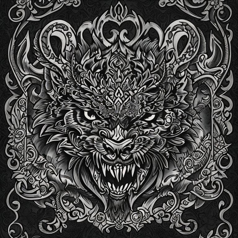 AI generated: zombie cat tattoo on white paper by anton pieck, cartoon de la muerte in graveyard at midnight, intr...