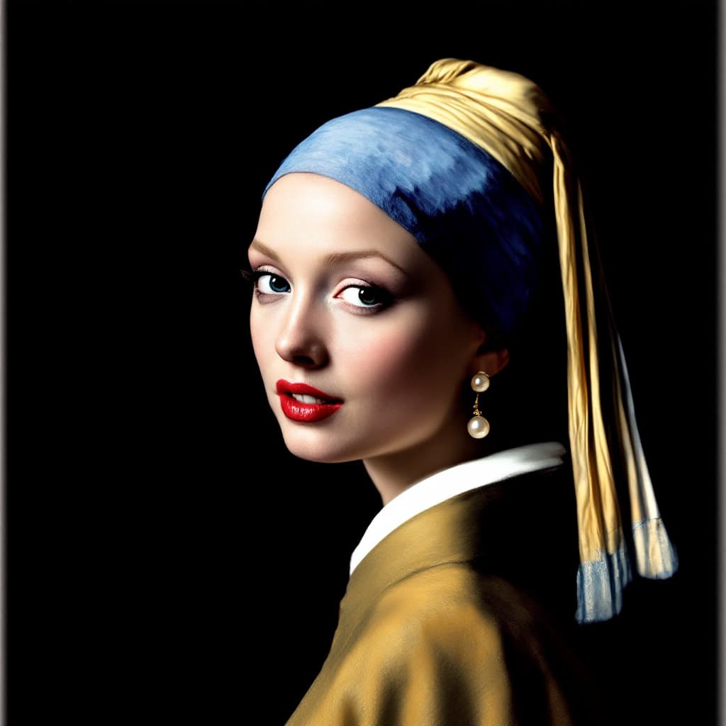 AI generated: The famous image of a woman with a pearl earring with Marilyn Monroe's face. Keep all the image sett...