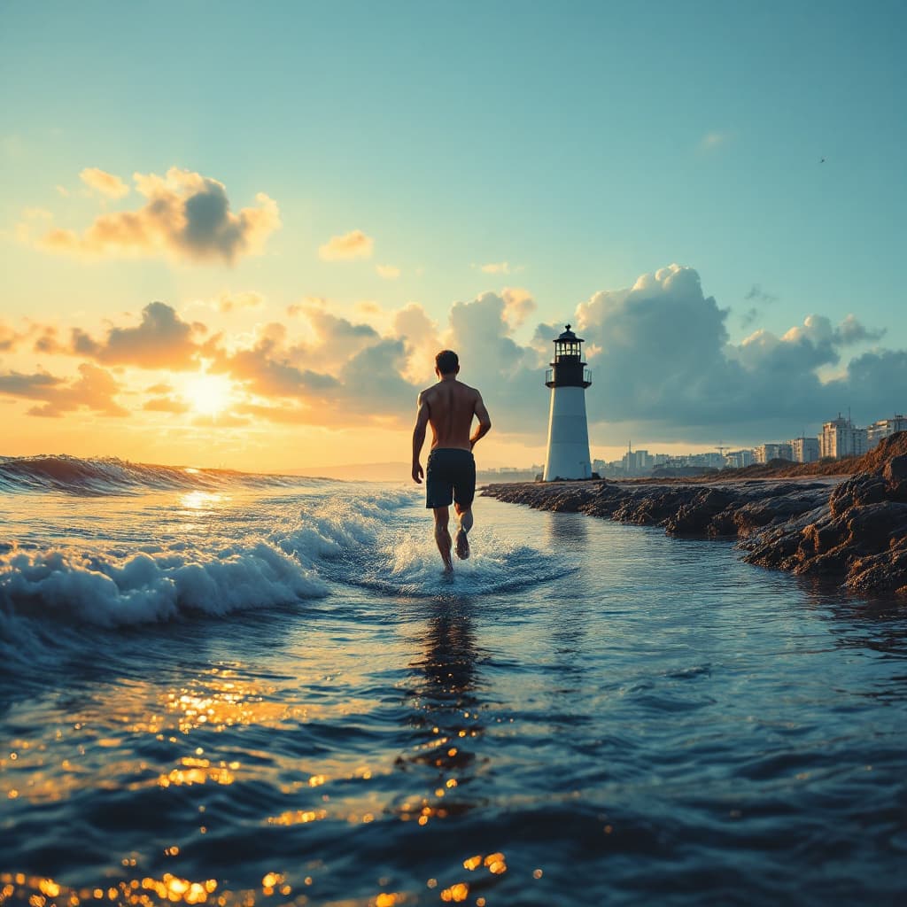 AI generated: el hombre camina sobre el agua
