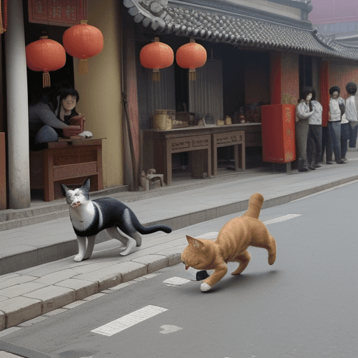 AI generated: un gato y su perro en china en acción  
 
