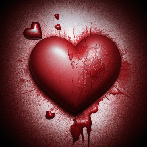 AI generated: High resolution photography of a heart,  broken and bleeding, 8k