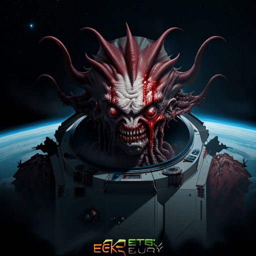 AI generated:  high quality foto of a bloody monster from energy, in space,  8k, lange klauen,