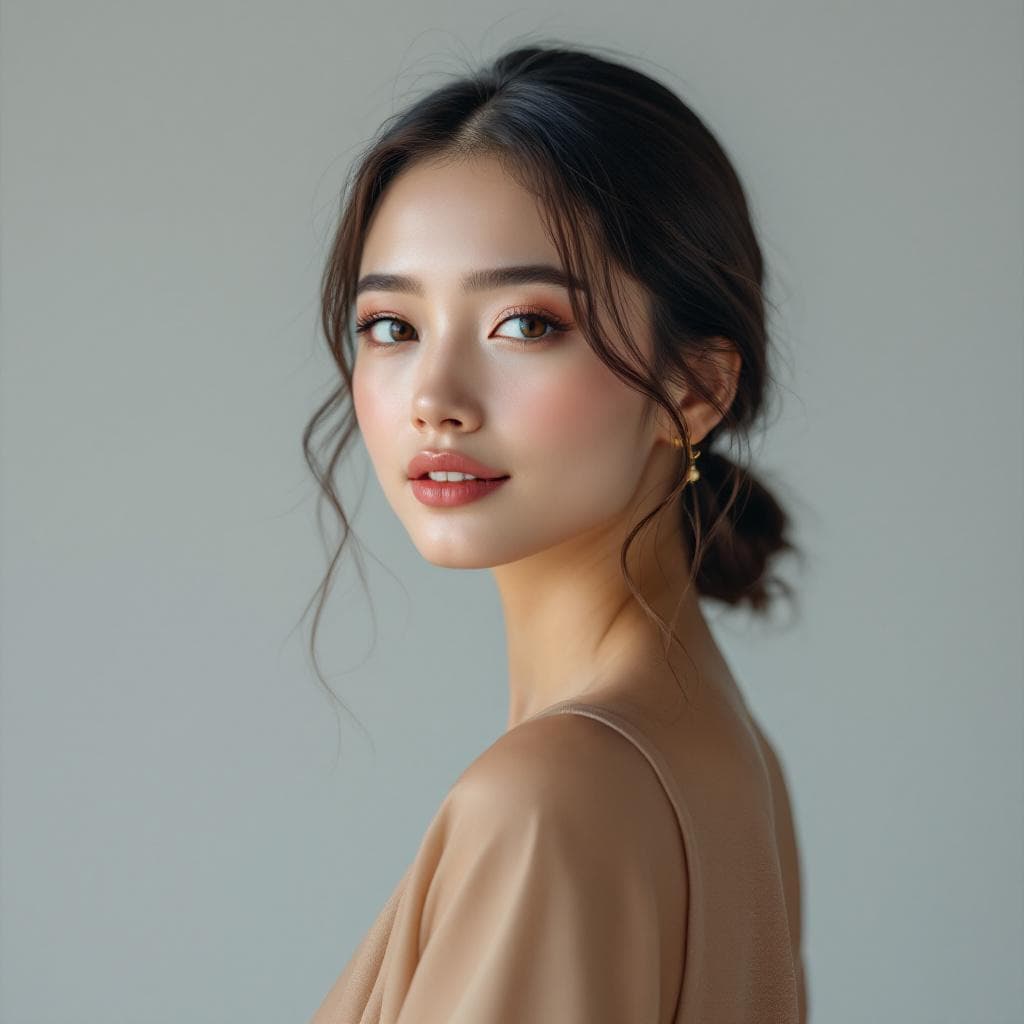 AI generated: "Ultra-sharp 4K portrait of a stunning young lady model with flawless skin, expressive eyes, and a g...