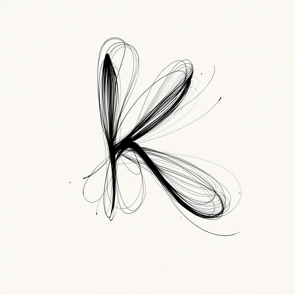 AI generated: Create a delicate, abstract line drawing with a single continuous stroke. The composition should res...
