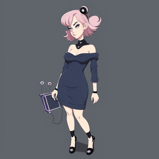 AI generated: front  woman signing cartoon series, in the style of quirky character designs, navy, alastair magnal...