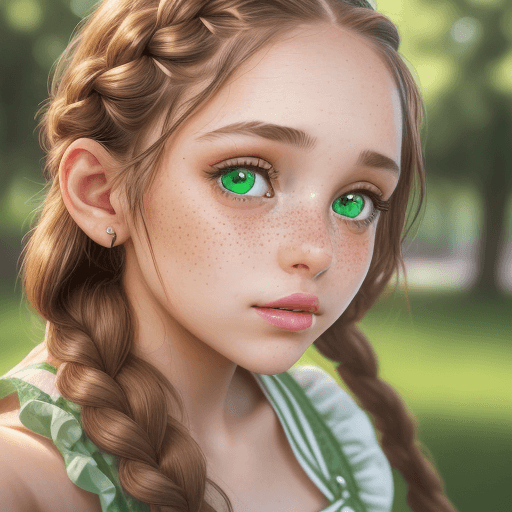 AI generated: A cute girl with light brown braided hair, talking a selfie (close up) ((waist up)), wearing a summe...