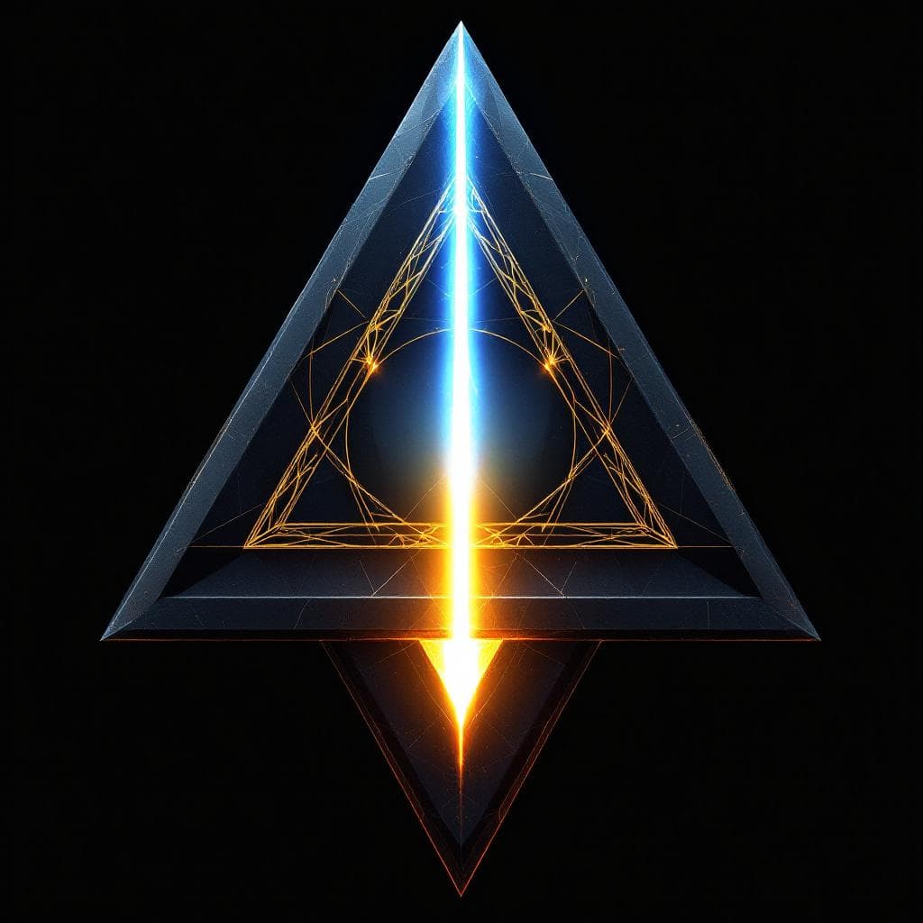 AI generated: Create an image of 

Industry Sigil: The Deep-Core Tetra

A four-sided downward-pointing tetrahe...