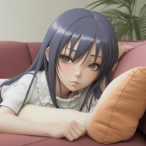 AI generated: Anime girl lying on couch 4k
