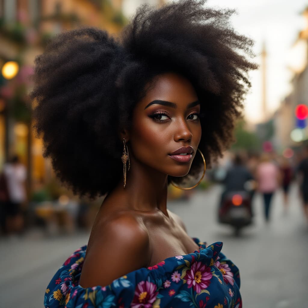 AI generated: Generate a photorealistic image of a beautiful and joyful black girl in her late 20’s with black afr...