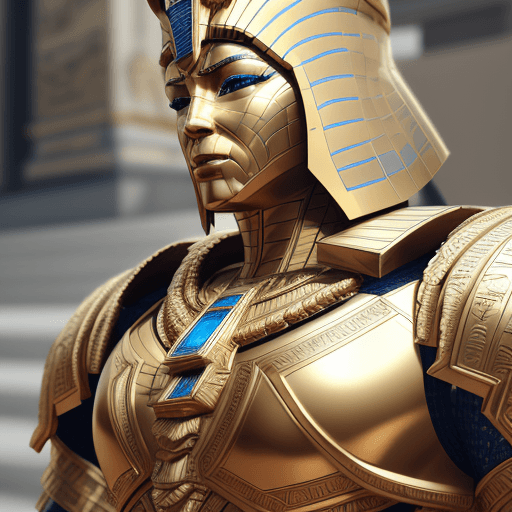 AI generated: a close up of a statue of a man with a gold and white costume, super detailed render, 3 d render cha...