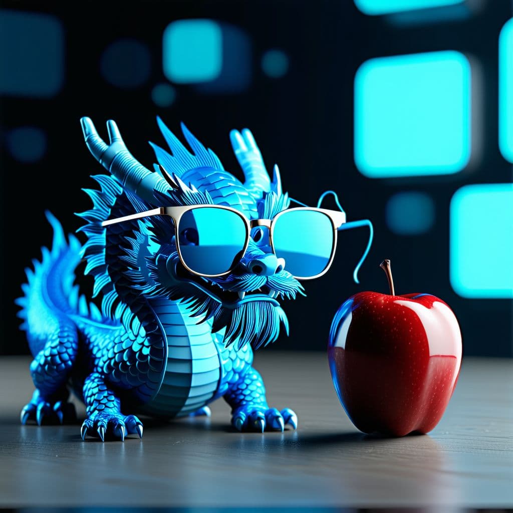 AI generated: sunglasses, dragon, apple