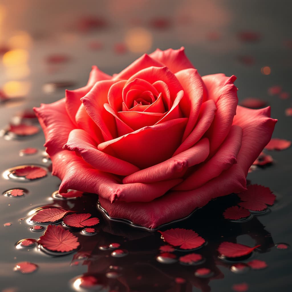AI generated: A rose floating in a boat, in hell
