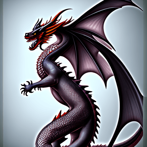 AI generated: Anthro female dragon. Feral. Realistic anatomy.