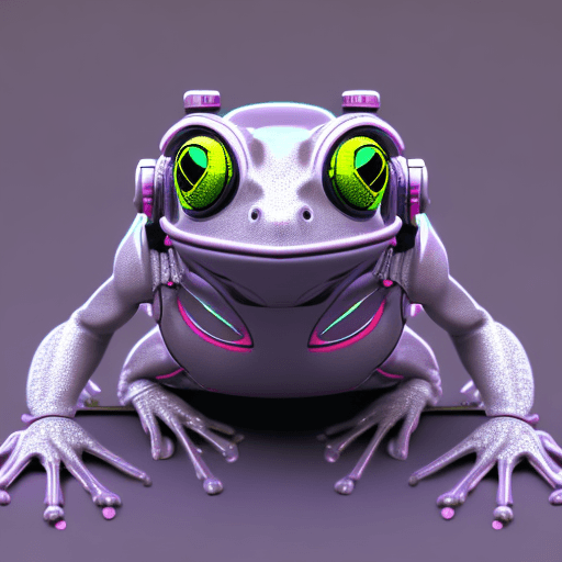 AI generated: cute cyberpunk frog, futuristic, highly detailed, made with blender --v 4