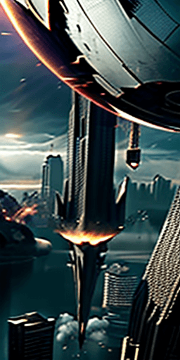 AI generated: Photo of a ultra realistic superhero school which is at the center floating in the sky and is attack...