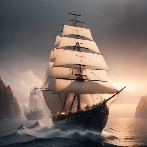 AI generated: Photo of a ultra realistic sailing ship, dramatic light, pale sunrise, cinematic lighting, battered,...