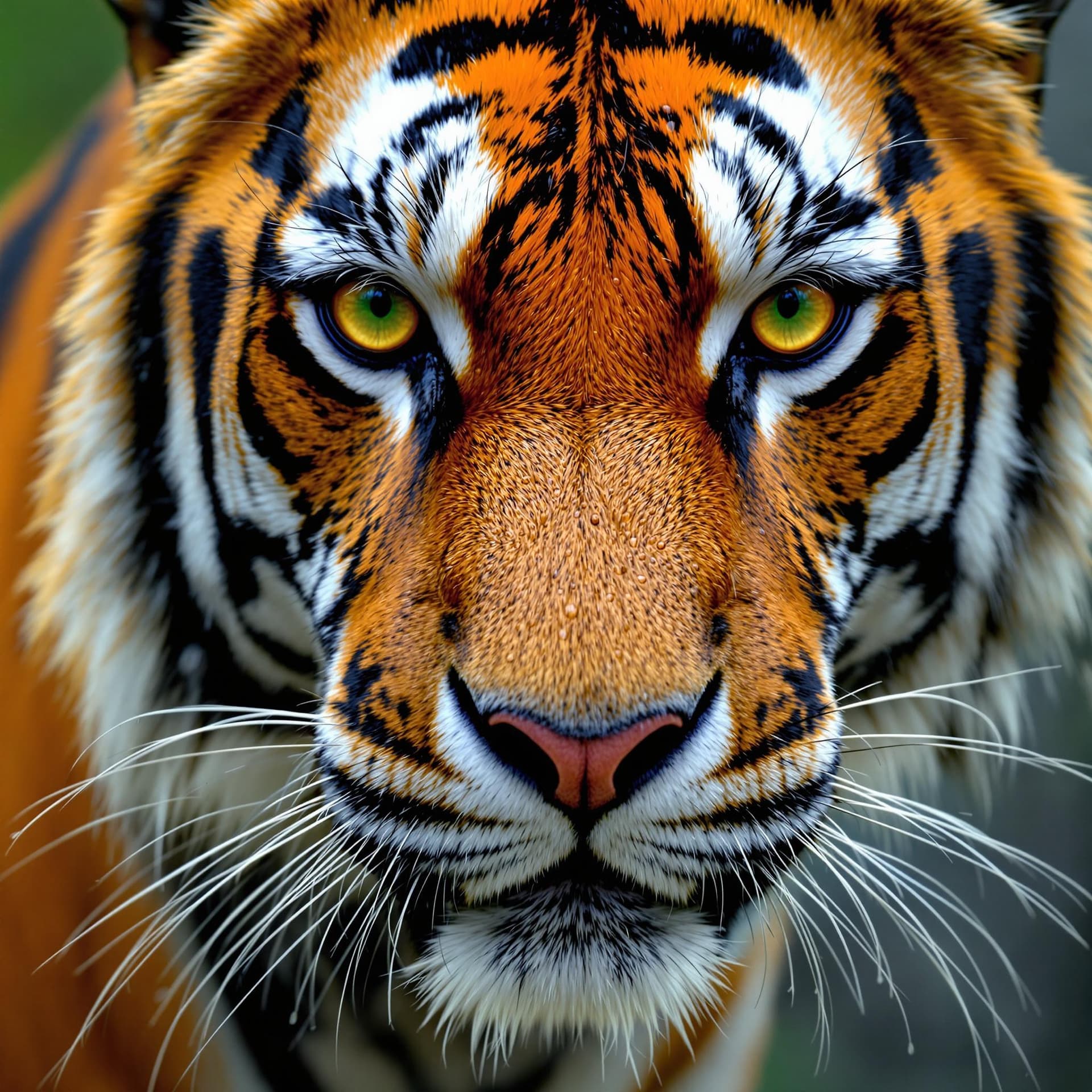 AI generated: The image features a close-up of a tiger's face, capturing its striking orange and black striped fur...