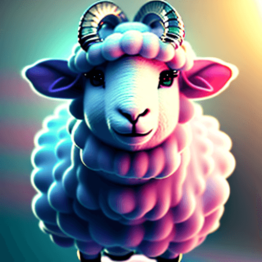 AI generated: an unique color, symbol pattern small, anime style, cute sheep with wool, dreamlike, Ethereal, Paste...
