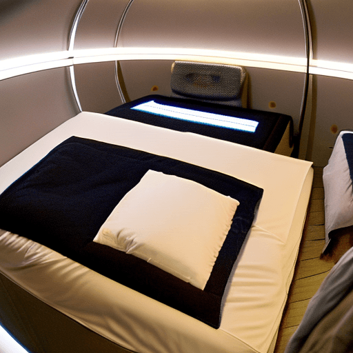 AI generated: an extremely comfortable bed in a spaceship
