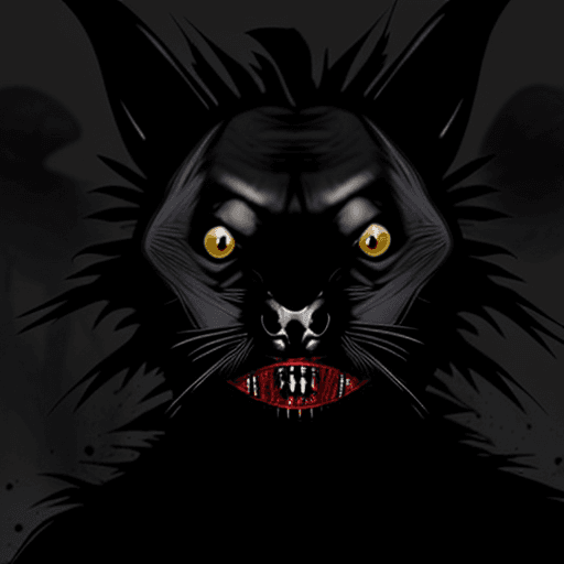 AI generated: Horror black creature,scary animal,sore face,