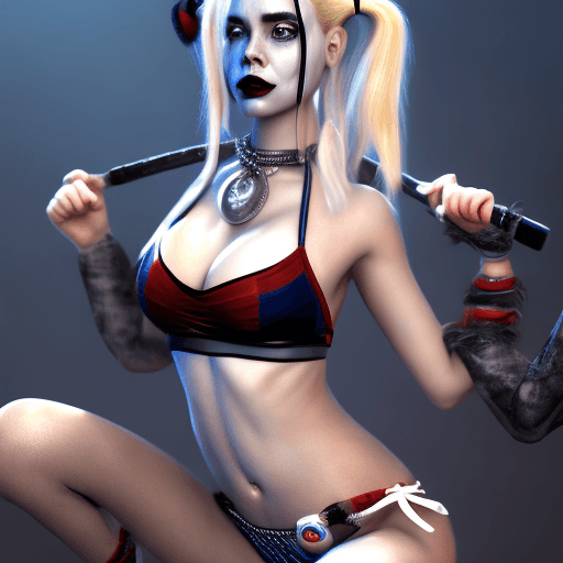 AI generated: Harley Quinn in a bikini, hyper realistic, 4k image