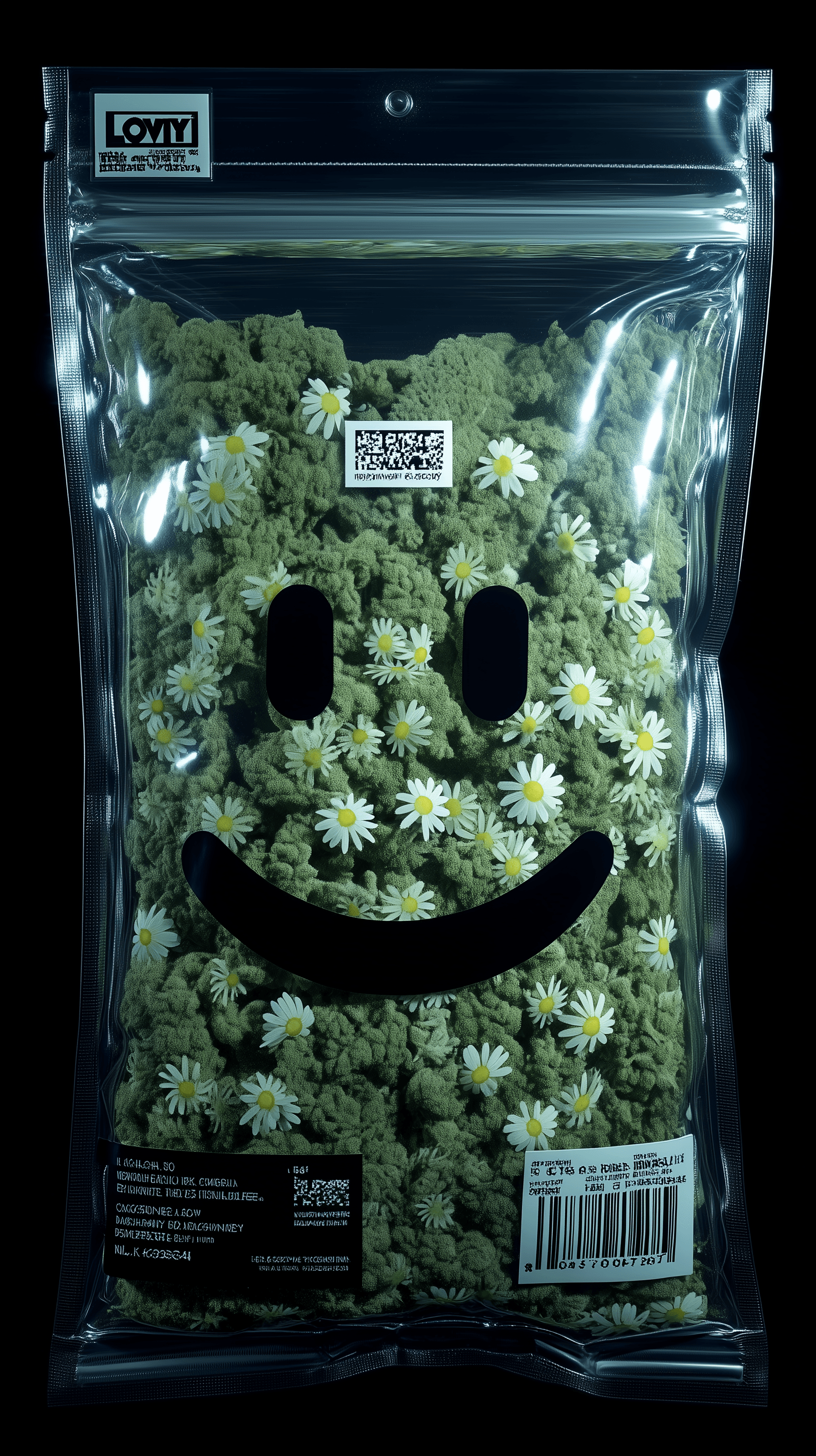 AI generated: high-quality product photography of weed tightly packed in a transparent rectangular vacuum bag, the...