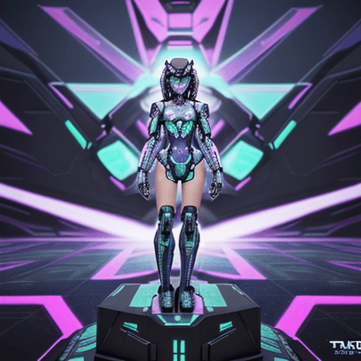 AI generated: amecha pilot standing on the shoulder of her mecha | I can't believe how beautiful this is --stylize...