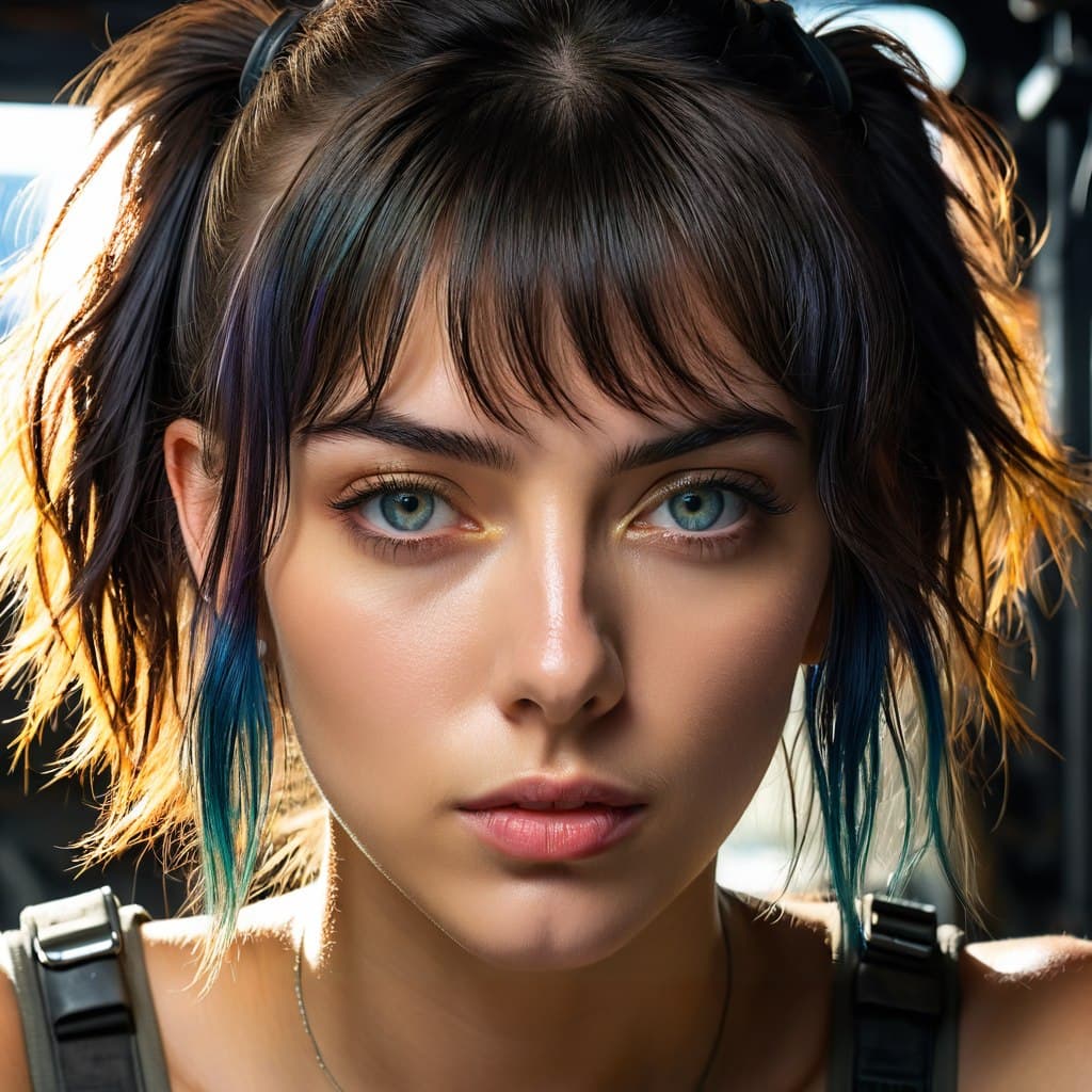 AI generated: epic realistic, DV_Antonia_Vicious, close up photographic front view shot, centered, portrait, cinem...