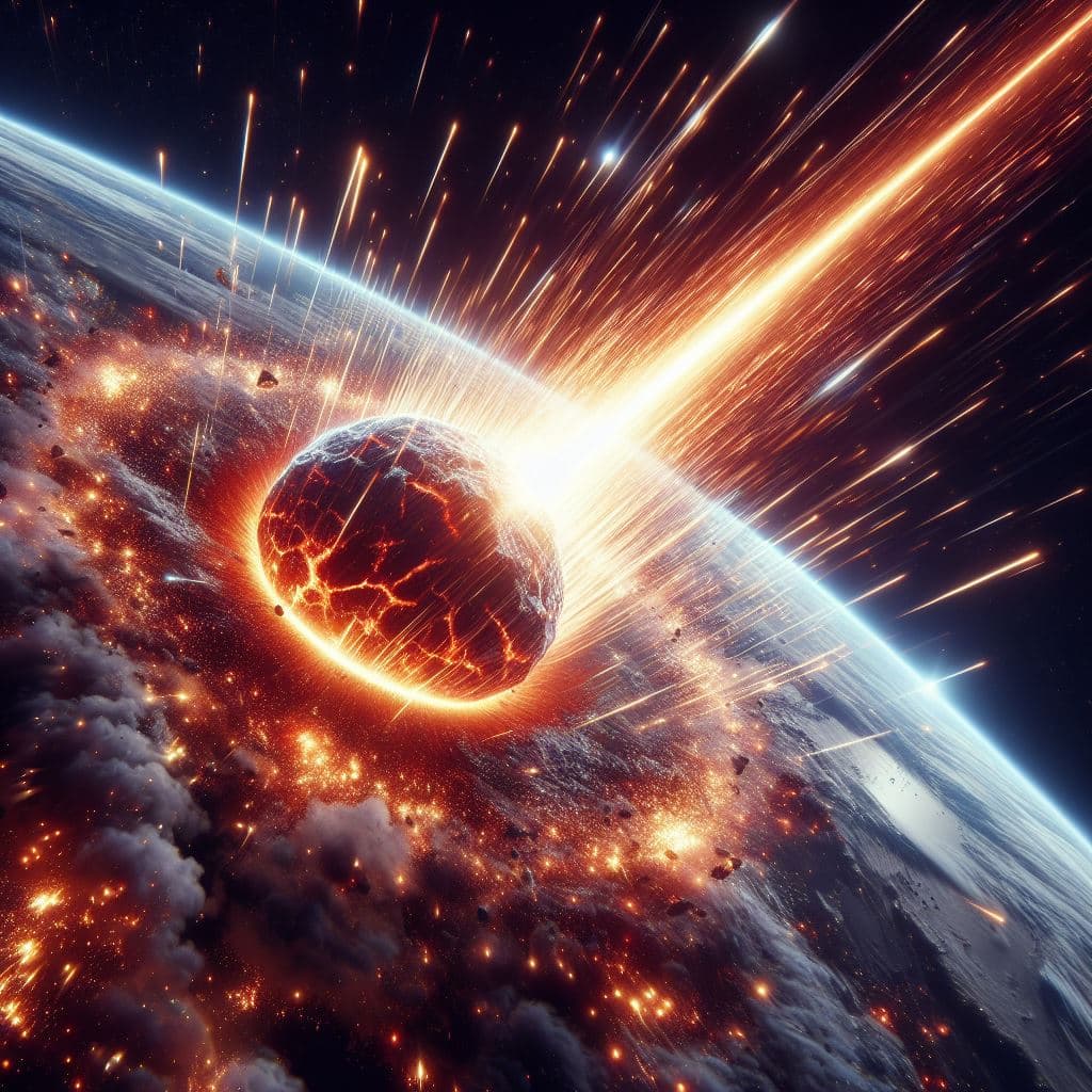 AI generated: Meteor bouncing off the earths atmosphere
￼