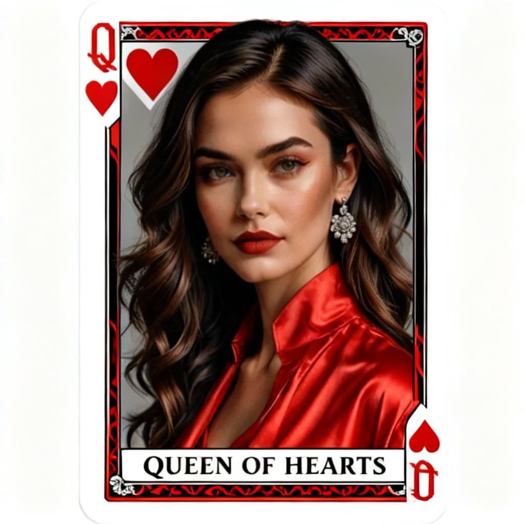 AI generated: a real "queen of hearts" playing card