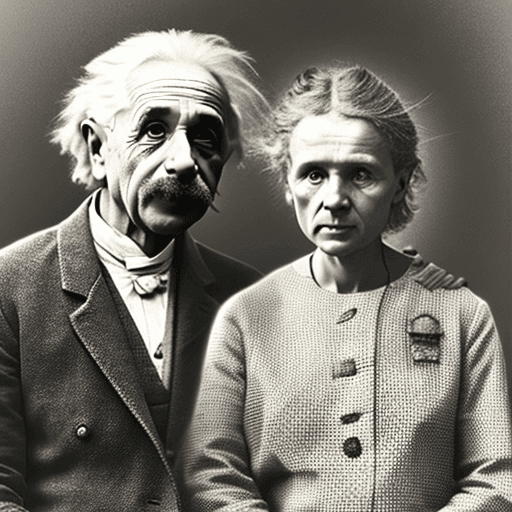 AI generated: Albert Einstein with Marie Curie