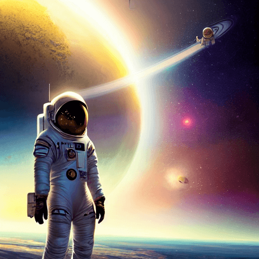 AI generated: An astronaut landing on a new planet with a civilization, masterpiece, intricate, elegant futuristic...