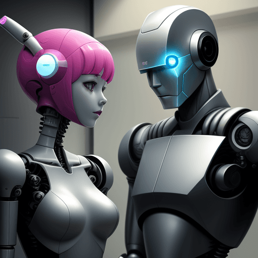AI generated: robot girl and man
