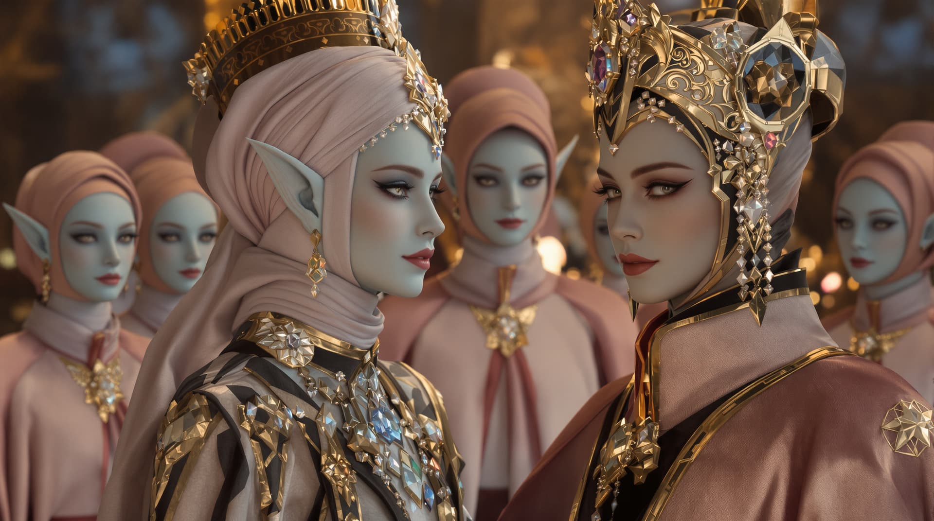 AI generated:  Image is a high-resolution close up hyper realistic digital artwork depicting royal elite couple wi...
