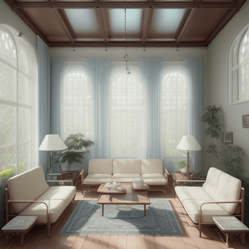 AI generated: High resolution photography interior design, dreamy sunken living room conversation pit, wooden floo...